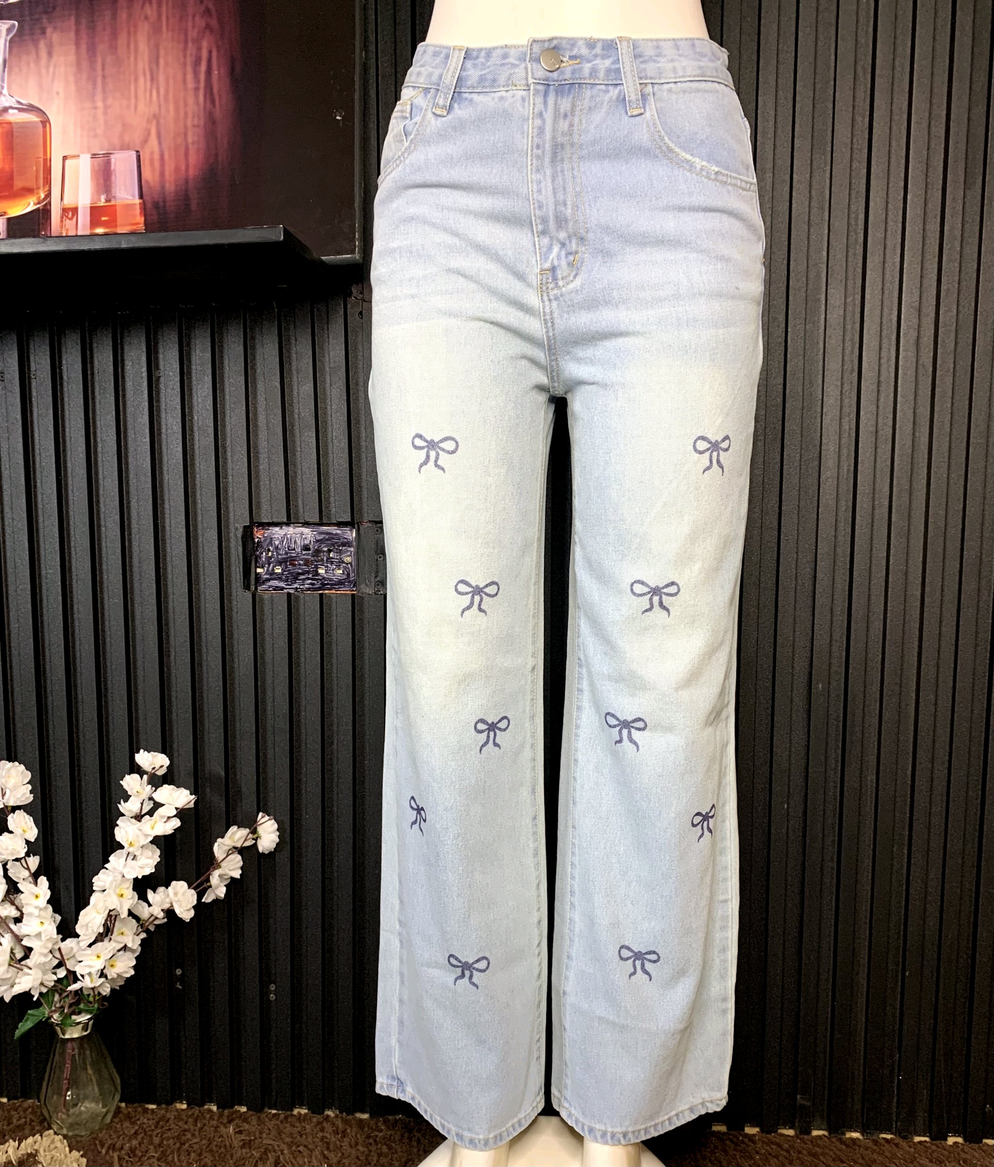 Bow Embroider Wide Leg Jean 2 Bow Embroider Wide Leg Jean