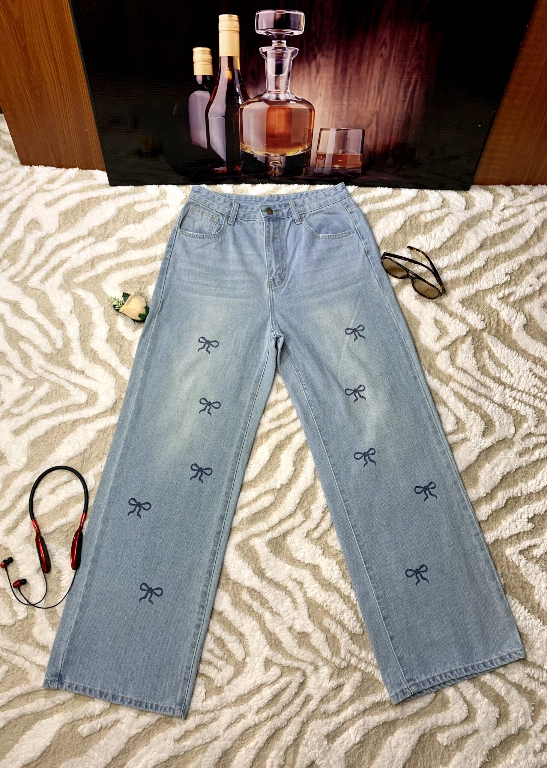 Bow Embroider Wide Leg Jean 5 Bow Embroider Wide Leg Jean