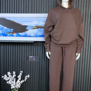 Premium Chocolate Brown Fleece Hoodie jogger Set