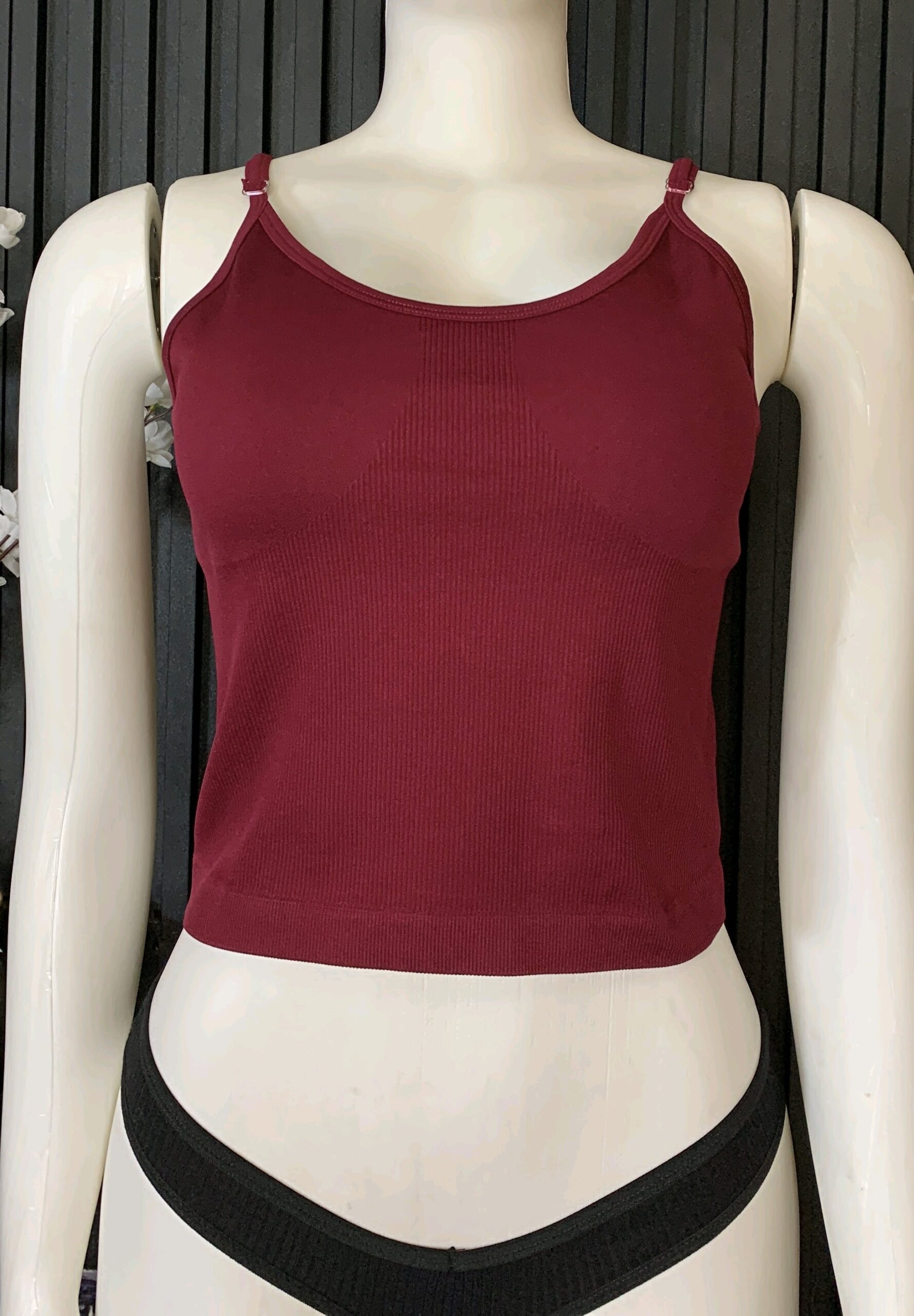Maroon Ribbed Camisole 2 Maroon Ribbed Camisole - Image 2