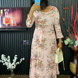 Elegant Floral Pleated Maxi Dress