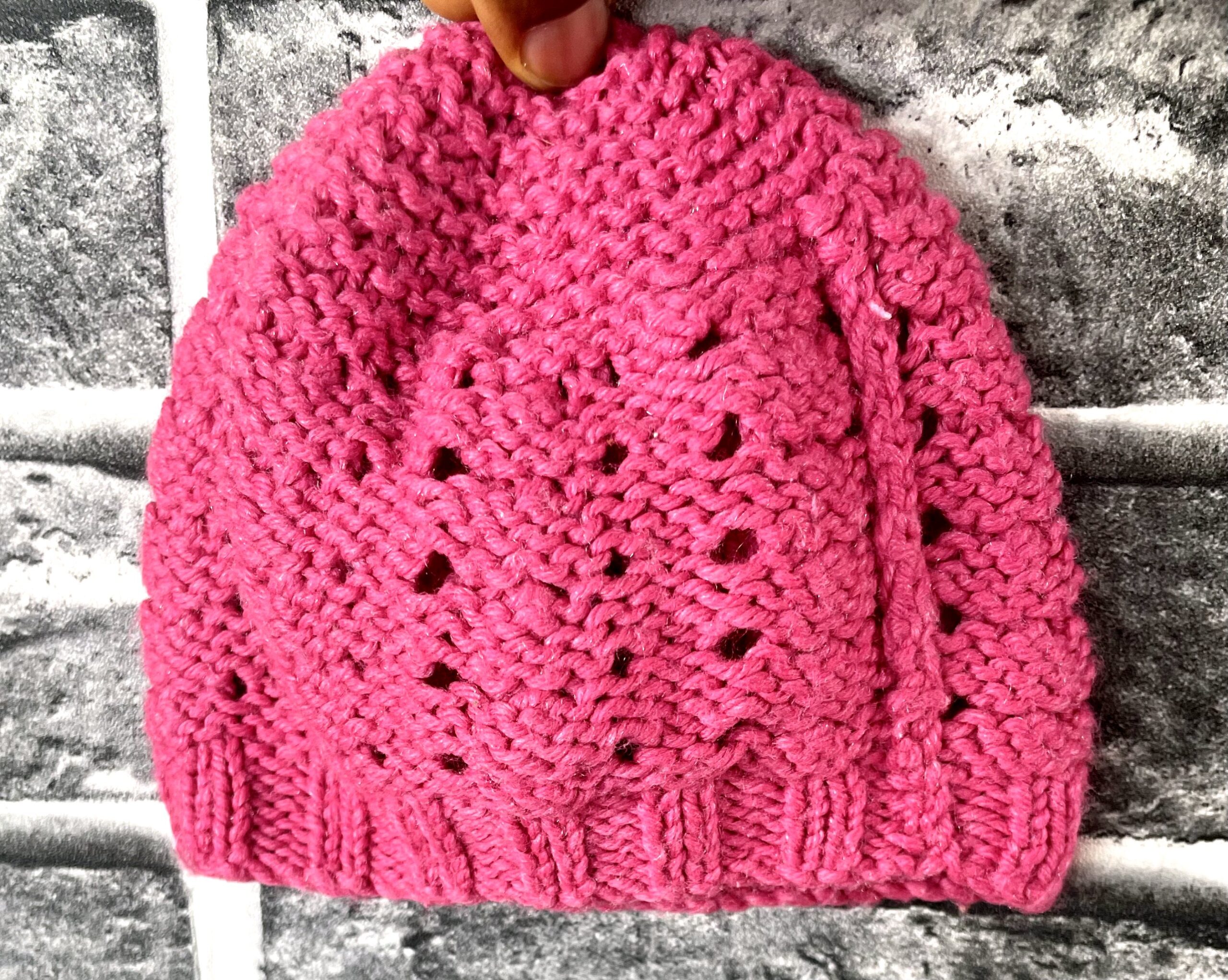 Pink Knitted Baby Hat 2 Pink Knitted Baby Hat - Image 2