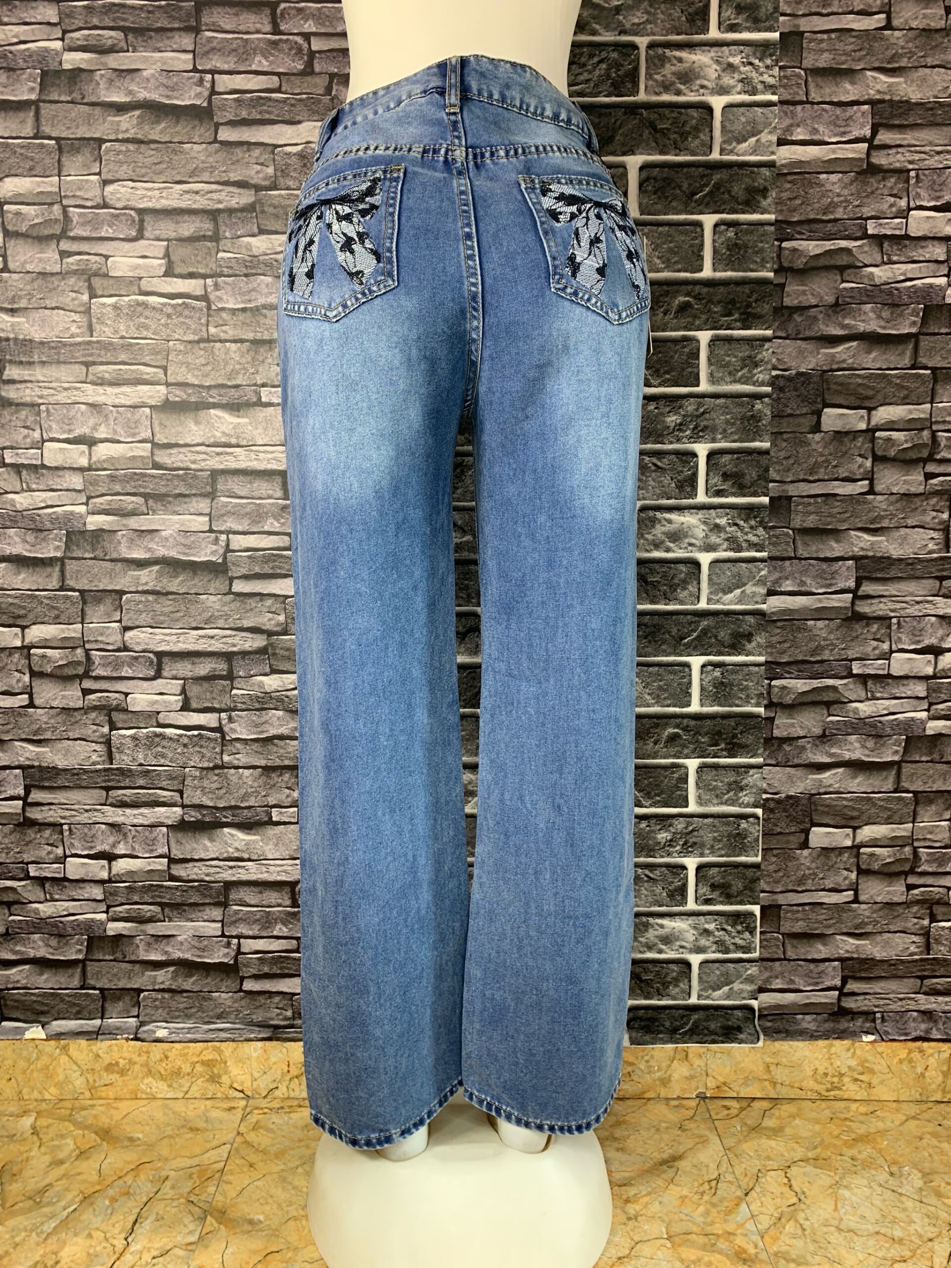 Elegant Wide Leg Bow Jeans 3 Elegant Wide Leg Bow Jeans - Image 3