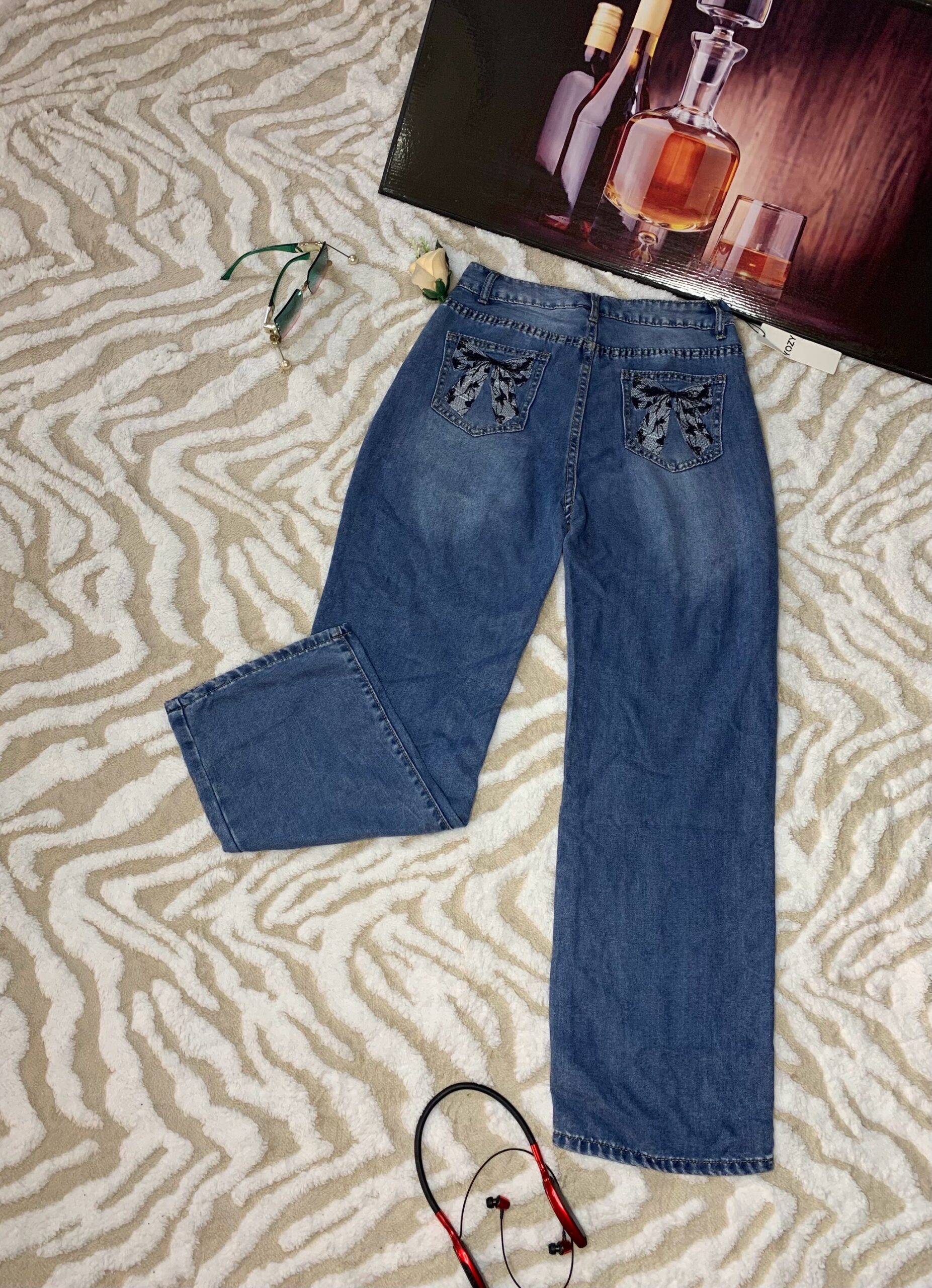 Elegant Wide Leg Bow Jeans 5 Elegant Wide Leg Bow Jeans - Image 5