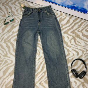 Elegant Elastic Waist Denim Jeans