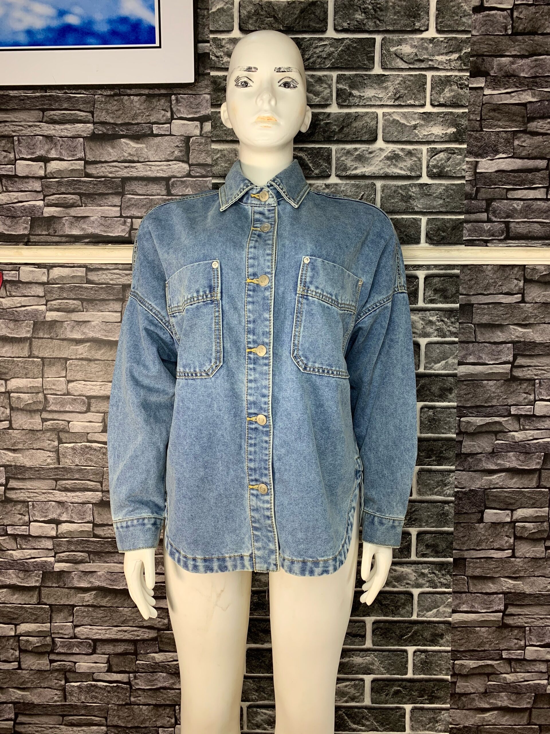 Stylish Oversized Denim Shirt 2 Stylish Oversized Denim Shirt - Image 2