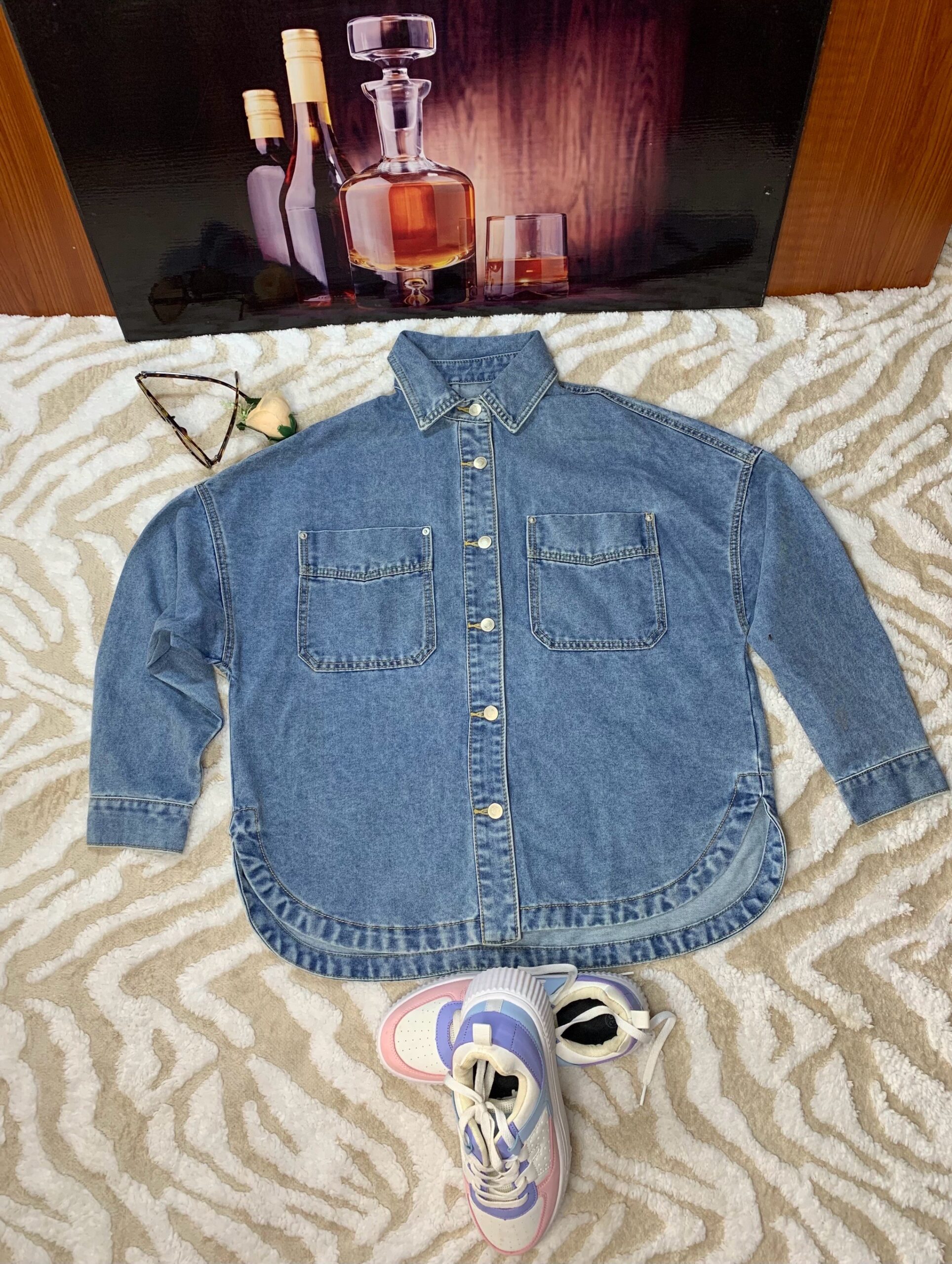 Stylish Oversized Denim Shirt 4 Stylish Oversized Denim Shirt - Image 4