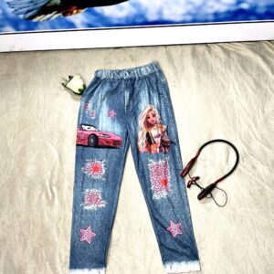 Home 16 Girl's Printed Denim Trouser