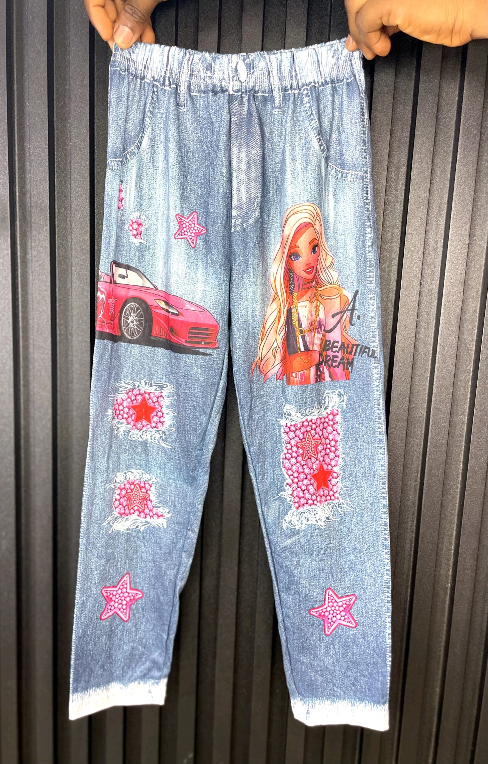 Girl's Printed Denim Trouser 6 Girl's Printed Denim Trouser - Image 6