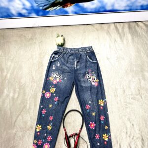 Home 15 Girls Printed Denim Trouser