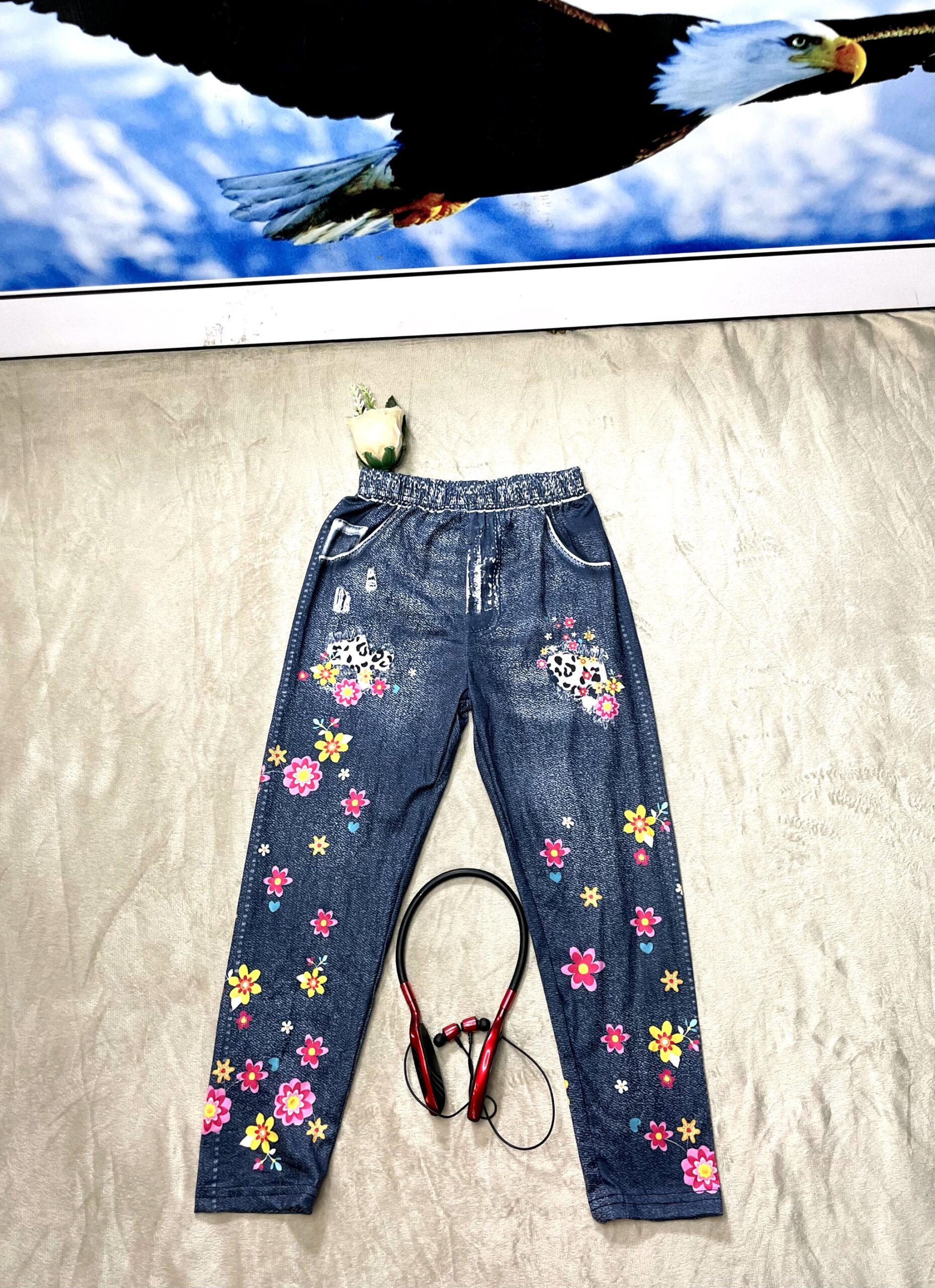 Girls Printed Denim Trouser 1 Girls Printed Denim Trouser