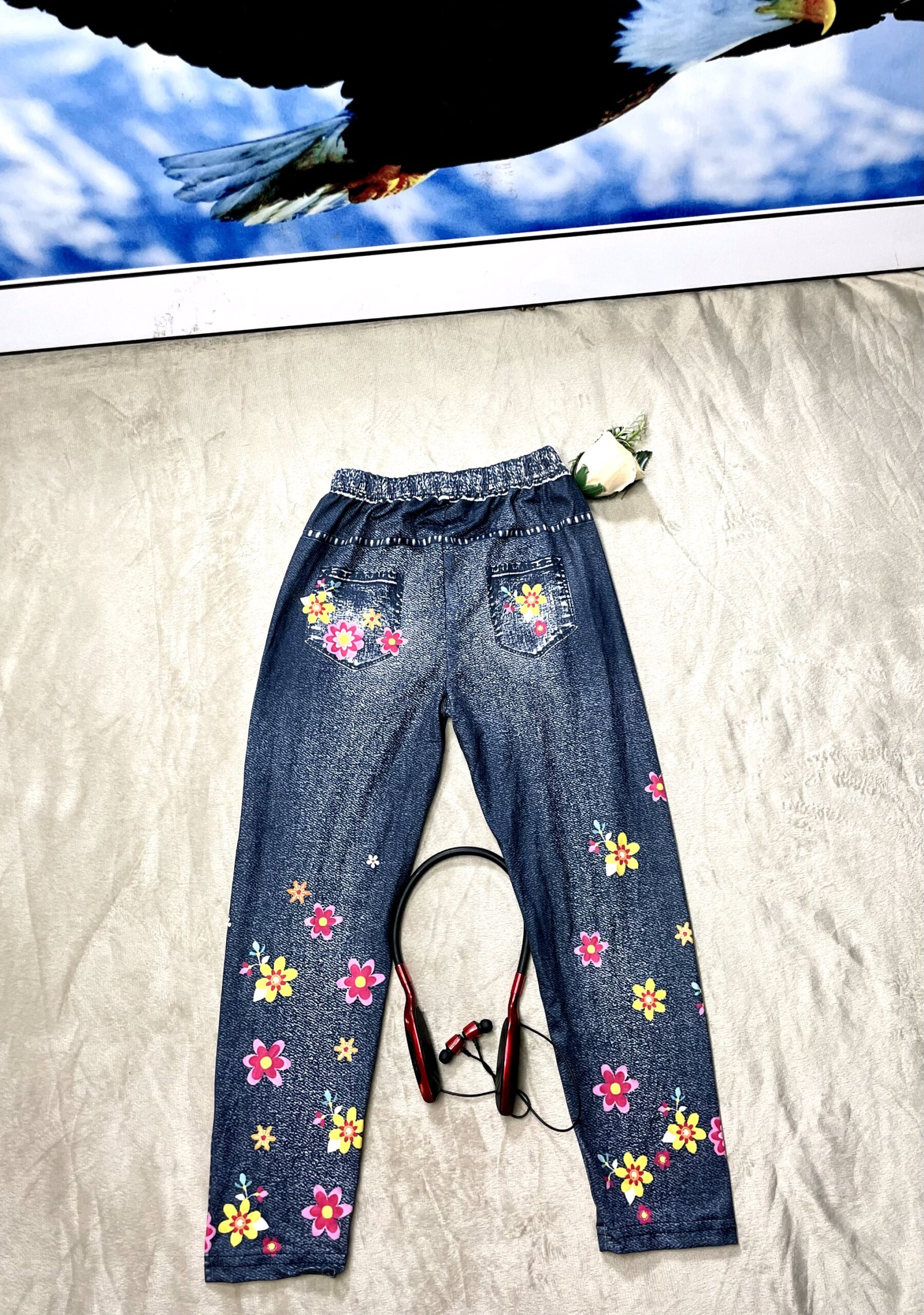 Girls Printed Denim Trouser 3 Girls Printed Denim Trouser - Image 3