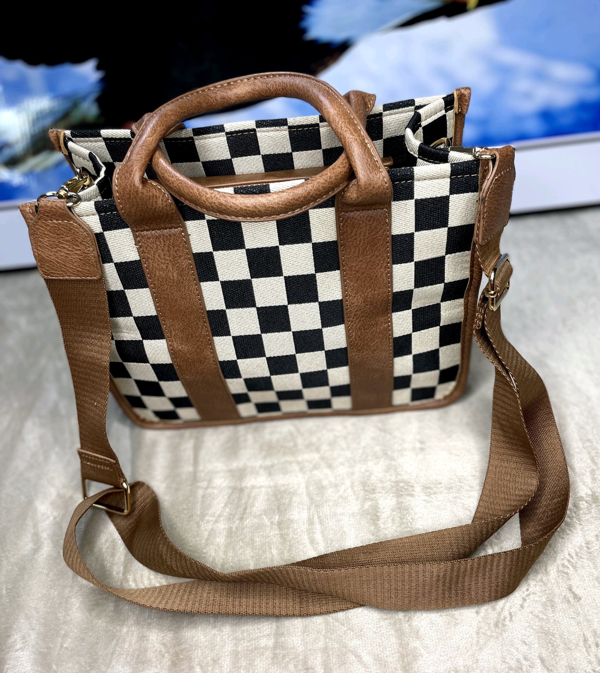 Checkers Board Tote Bag 1 Checkers Board Tote Bag