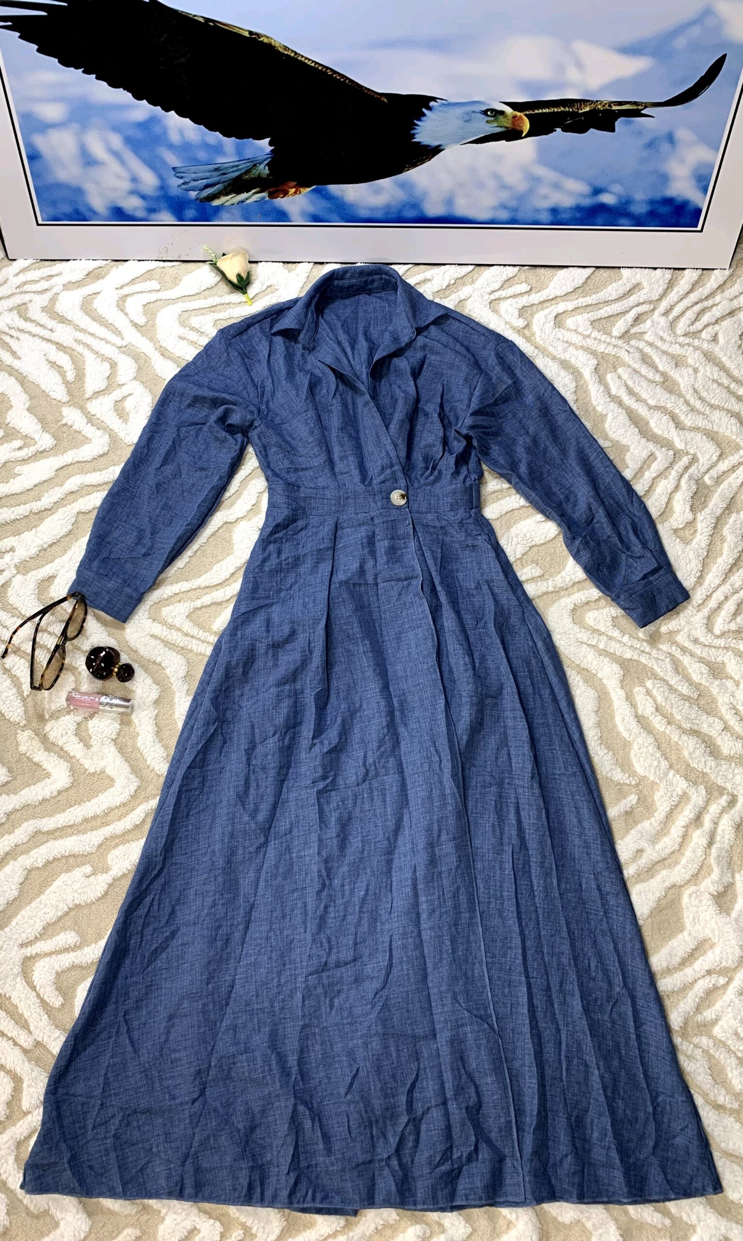 Blue Shirt Maxi Dress 4 Blue Shirt Maxi Dress - Image 4