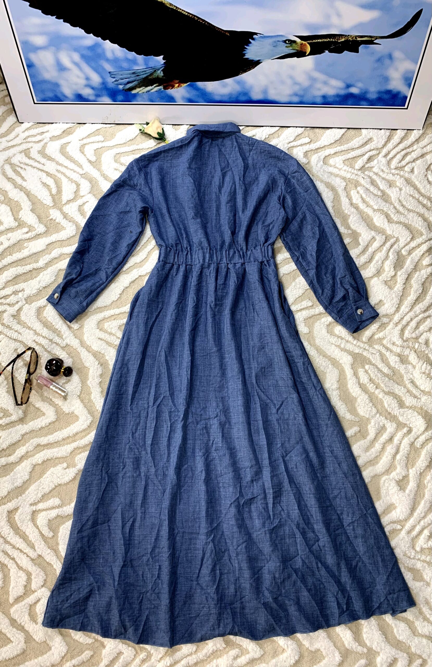 Blue Shirt Maxi Dress 5 Blue Shirt Maxi Dress - Image 5