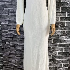 White Textured Midi Dress