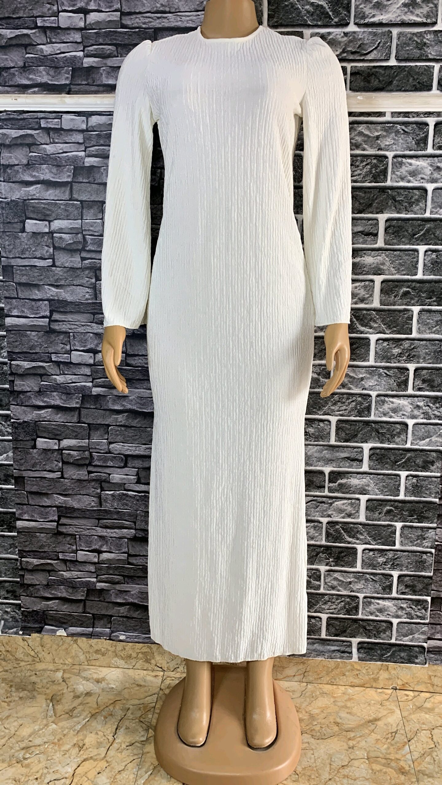 White Textured Midi Dress 1 White Textured Midi Dress