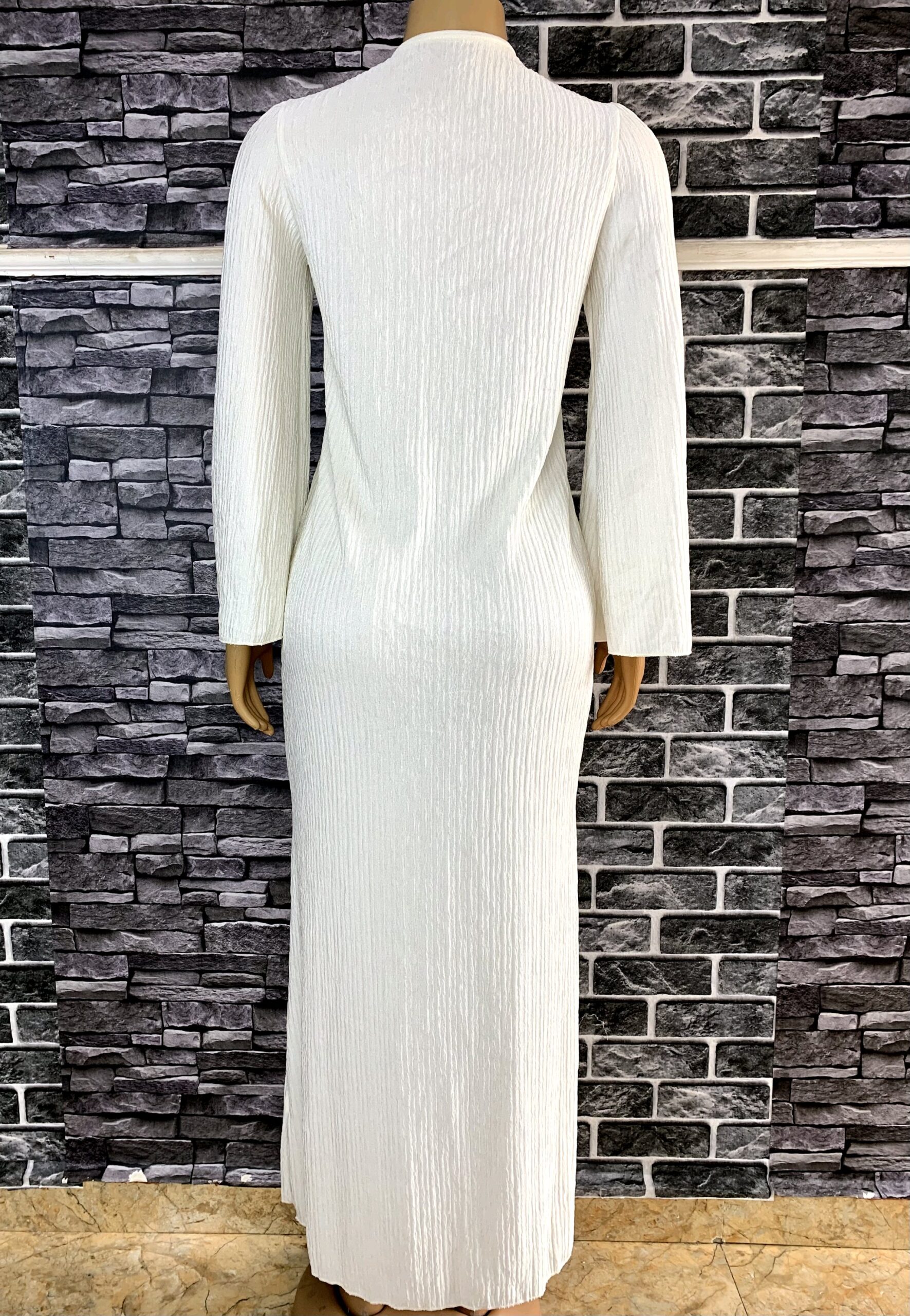 White Textured Midi Dress 3 White Textured Midi Dress - Image 3