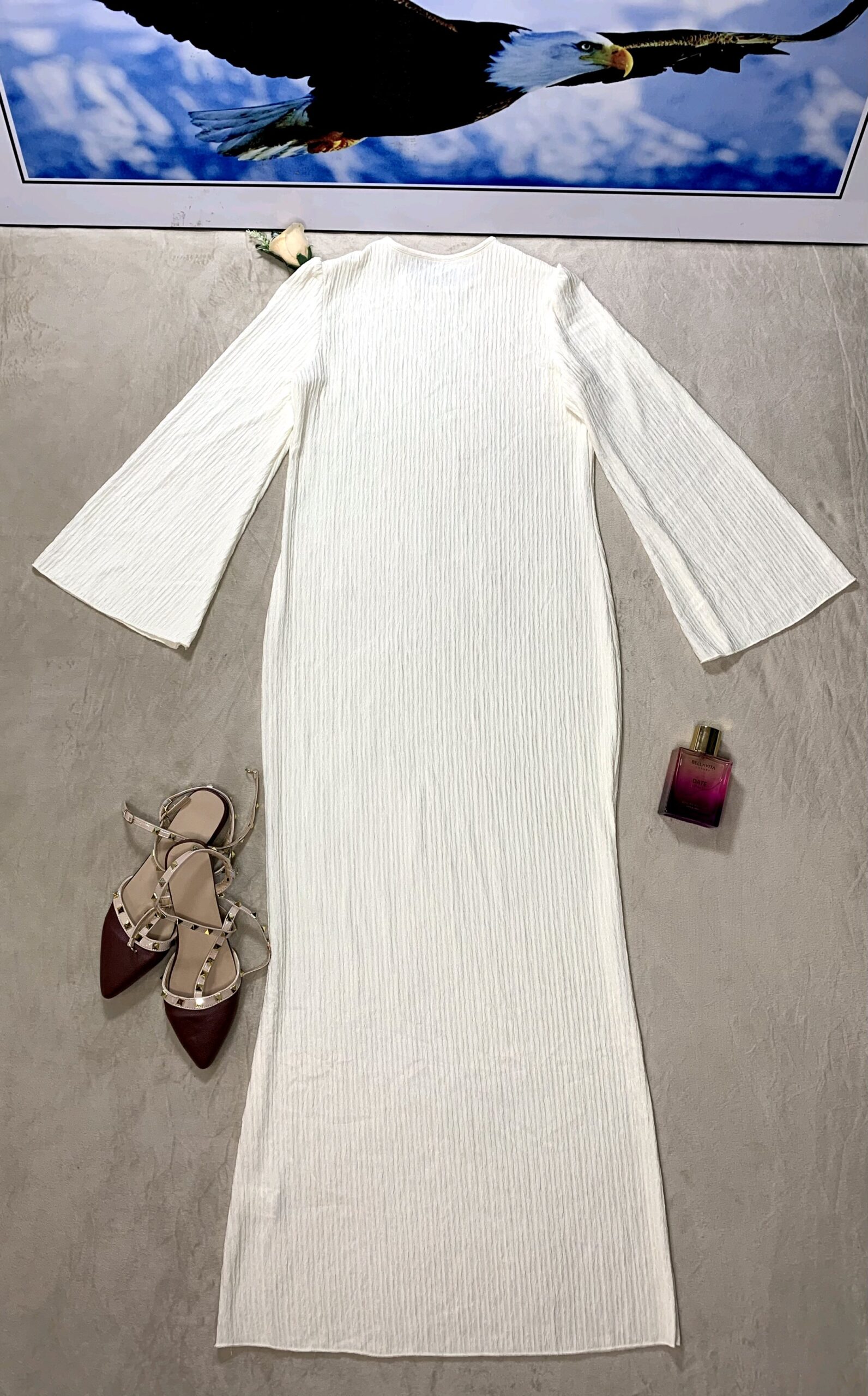 White Textured Midi Dress 5 White Textured Midi Dress - Image 5