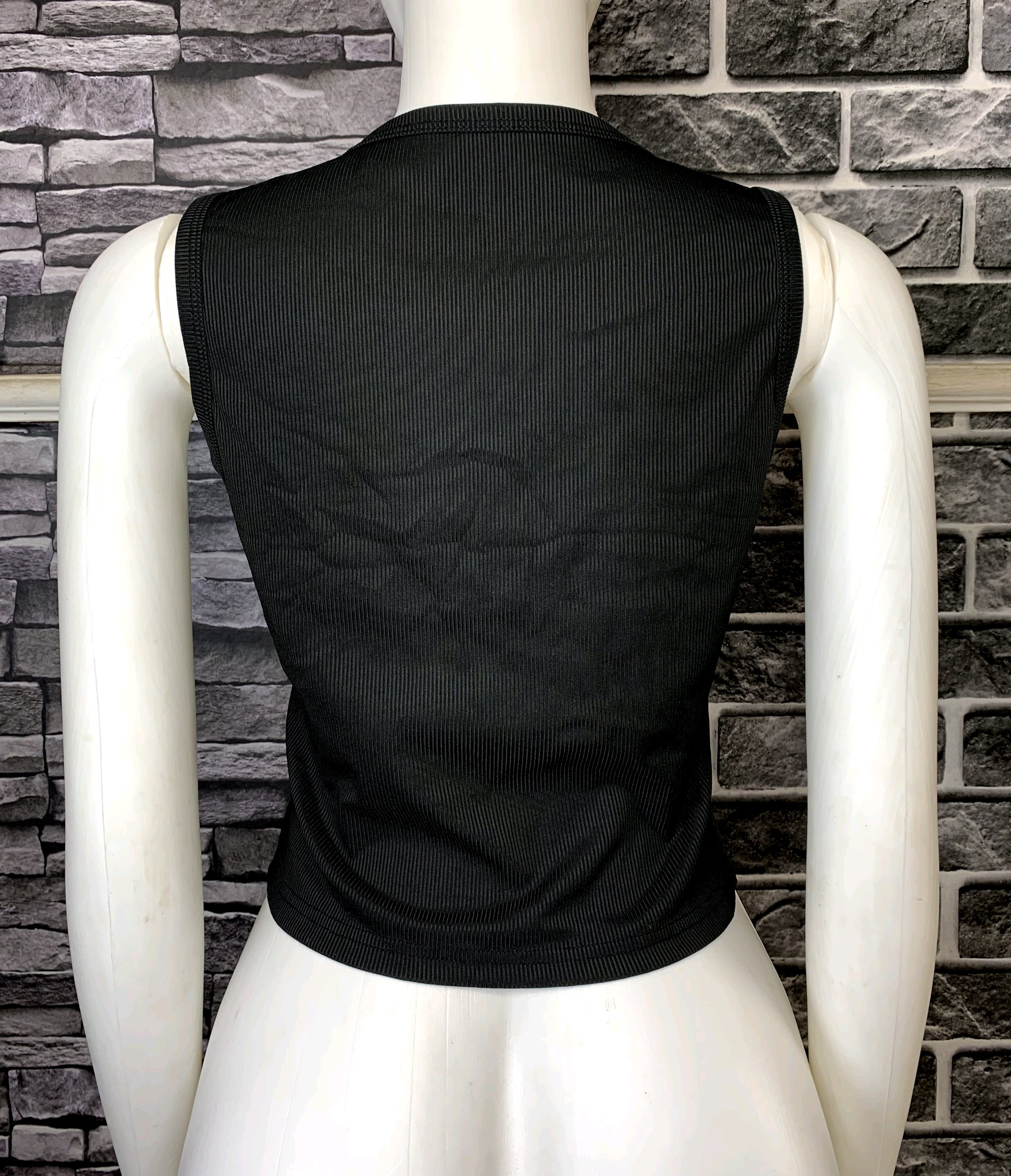 Black Ribbed Sleeveless Top Stylish 3 Black Ribbed Sleeveless Top Stylish - Image 3