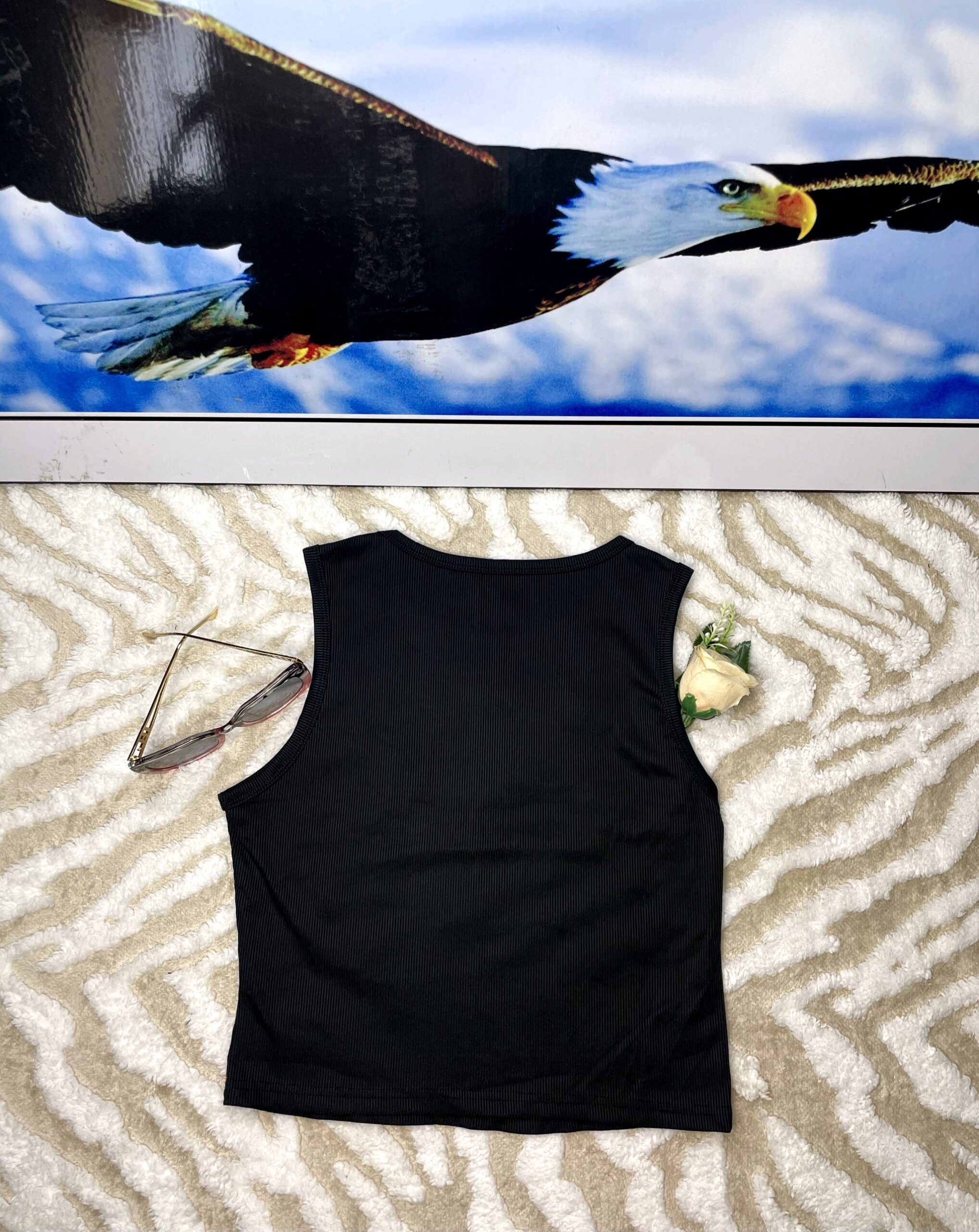 Black Ribbed Sleeveless Top Stylish 4 Black Ribbed Sleeveless Top Stylish - Image 4