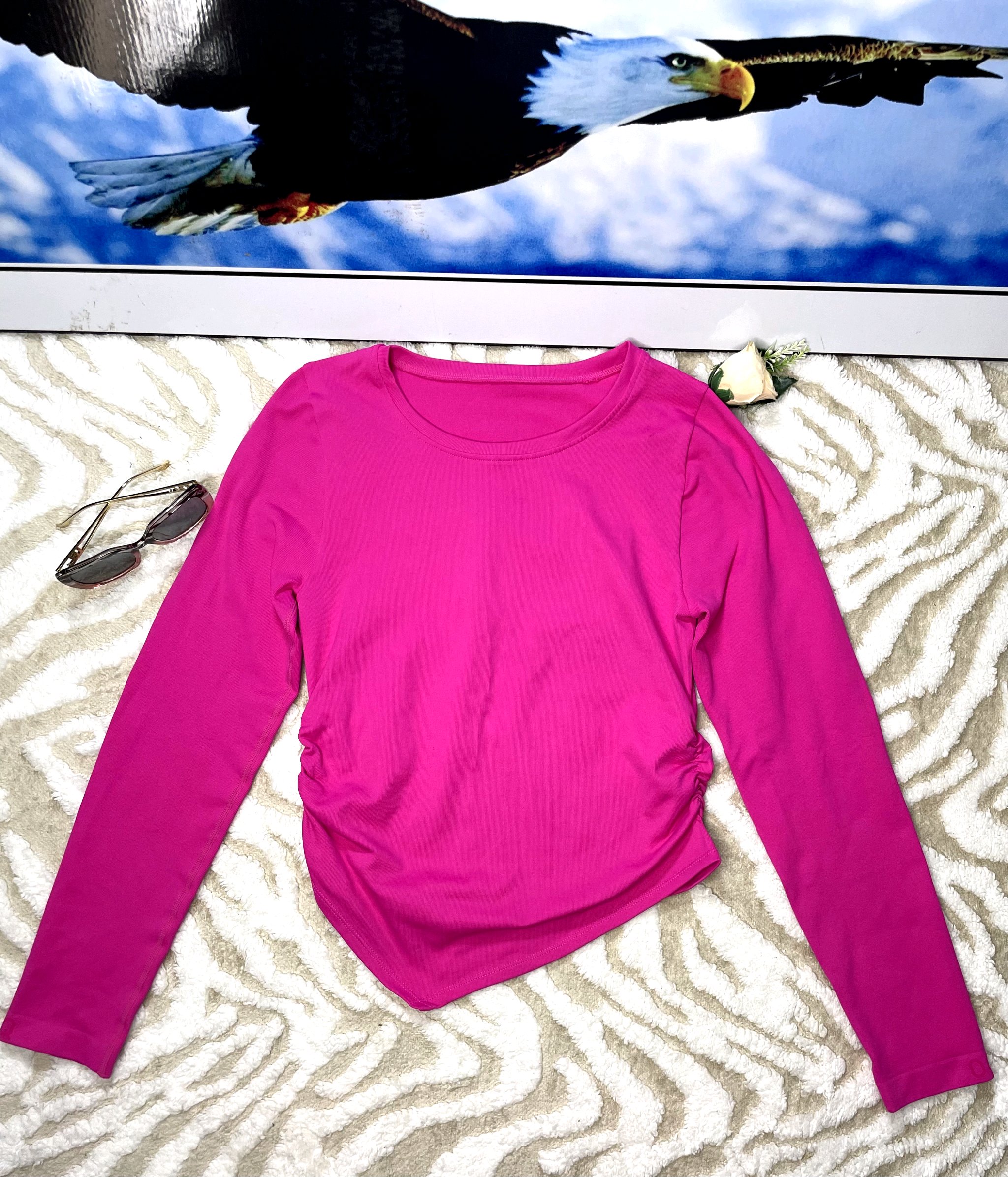 Pink Asymmetrical Long sleeve Top 4 Pink Asymmetrical Long sleeve Top - Image 4