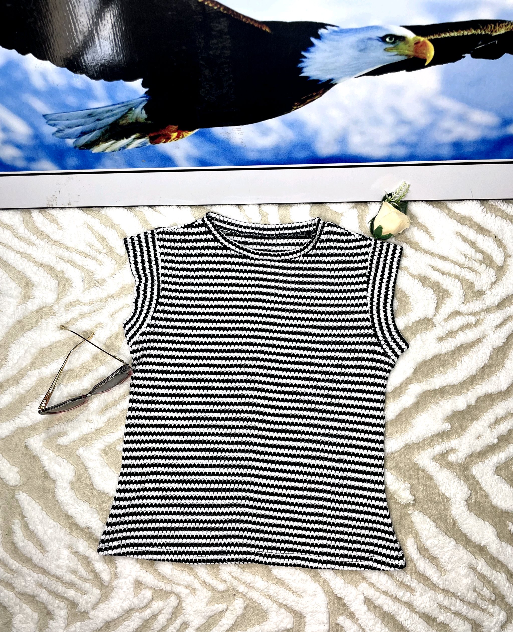 white Striped Knit Top 4 white Striped Knit Top - Image 4