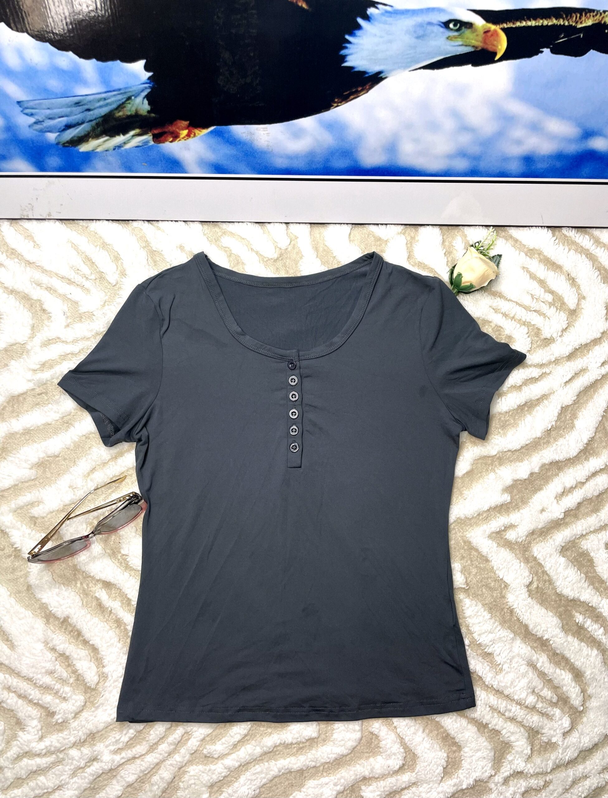 Women's Button Neck Top 2 Women's Button Neck Top - Image 2