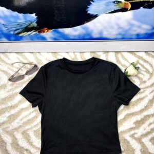Black Ribbed Crop Top