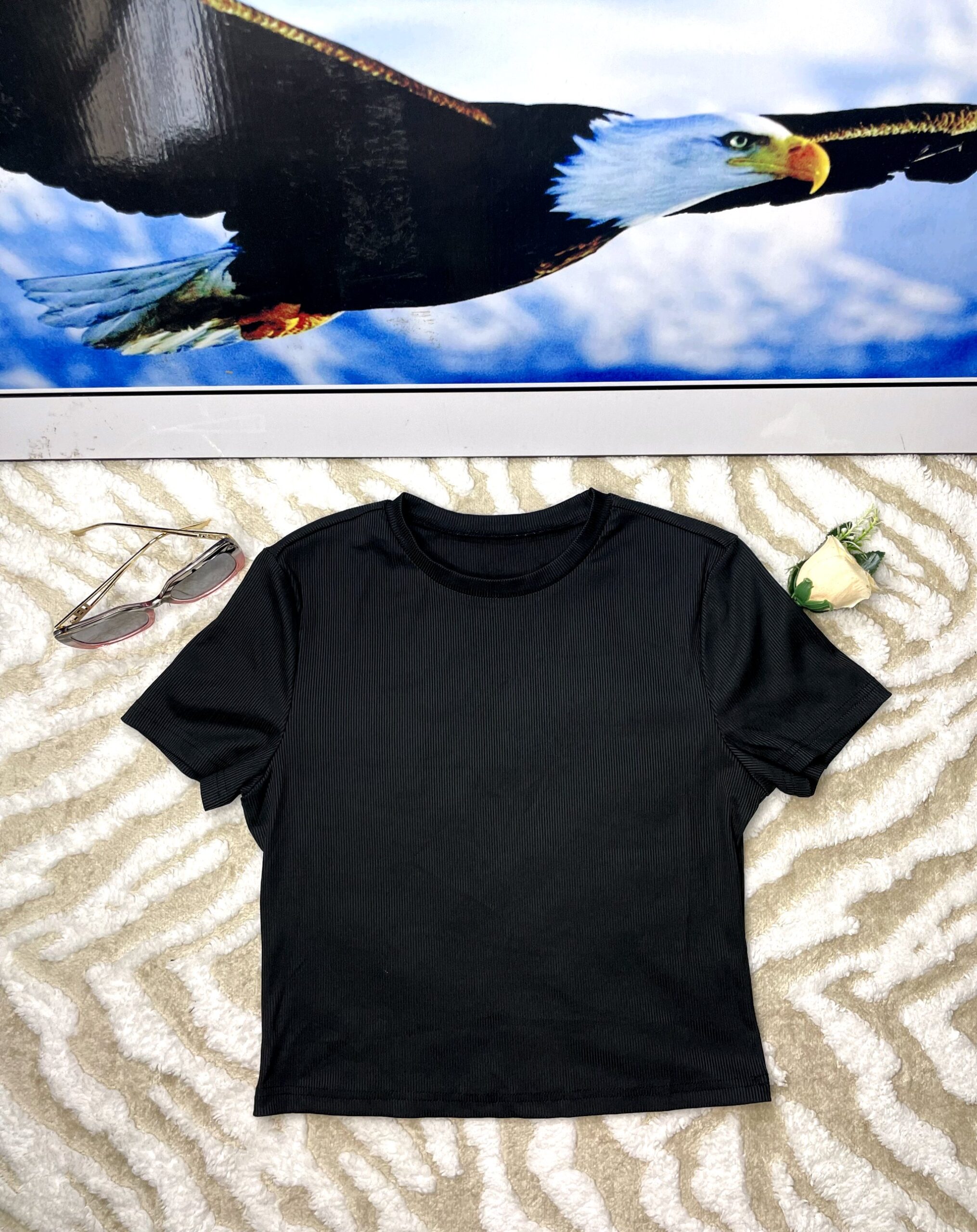 Black Ribbed Crop Top 4 Black Ribbed Crop Top - Image 4