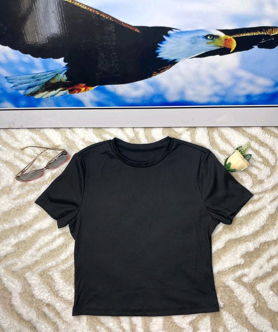 Black Ribbed Crop Top 5 Black Ribbed Crop Top - Image 5