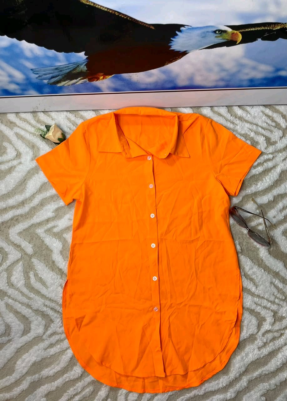 Orange Shirt Dress 4 Orange Shirt Dress - Image 4