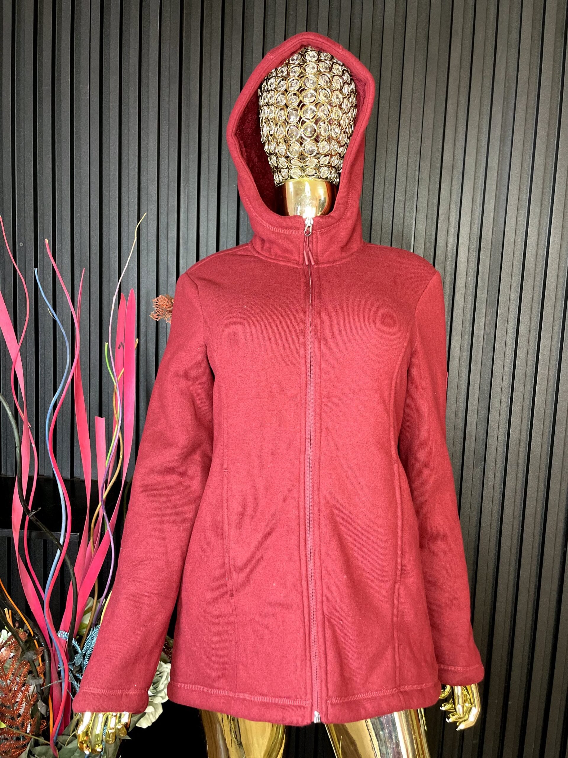 Women's Burgundy Zip Hoodie Jacket 1 Women's Burgundy Zip Hoodie Jacket