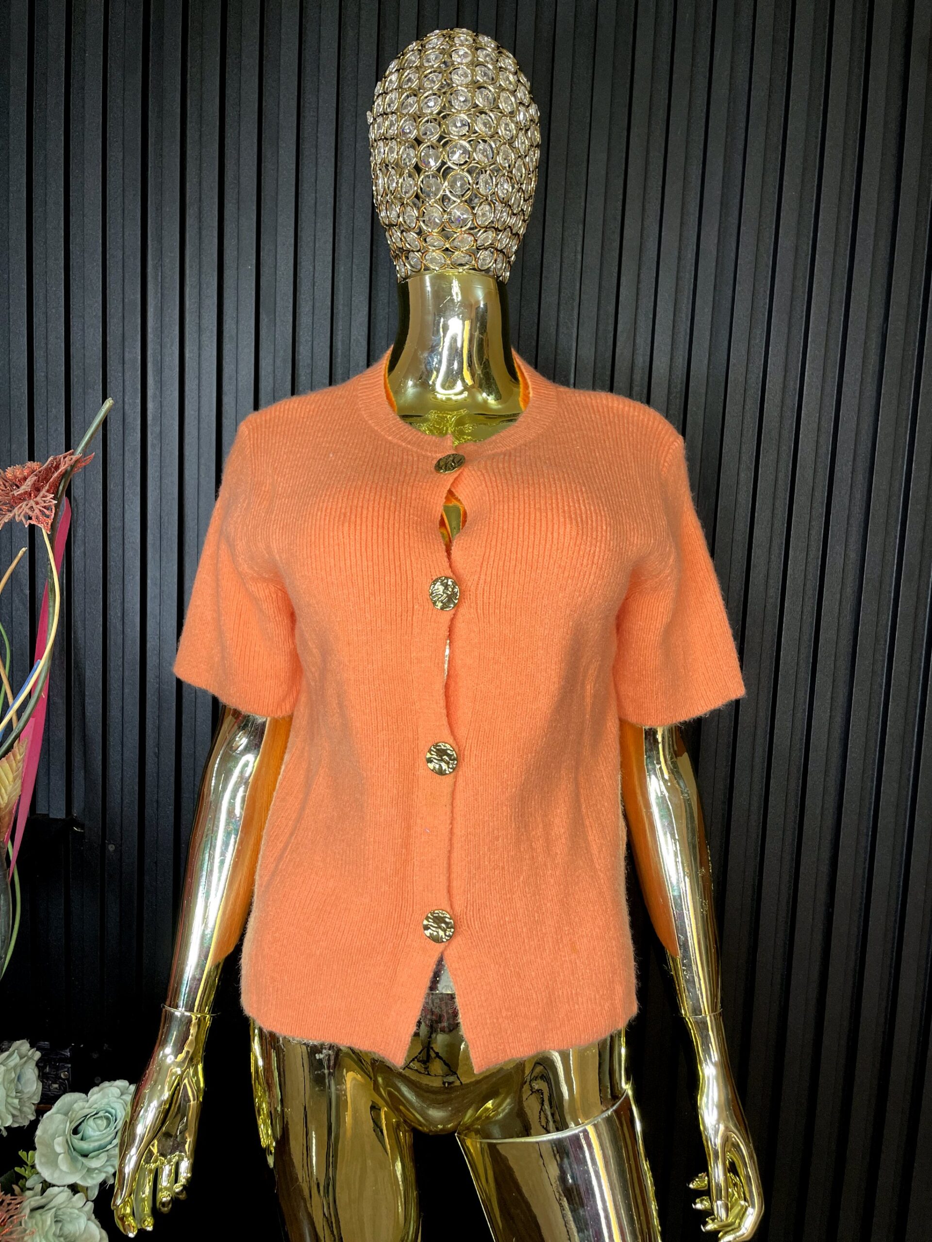 Orange Knit Cardigan Top 1 Orange Knit Cardigan Top