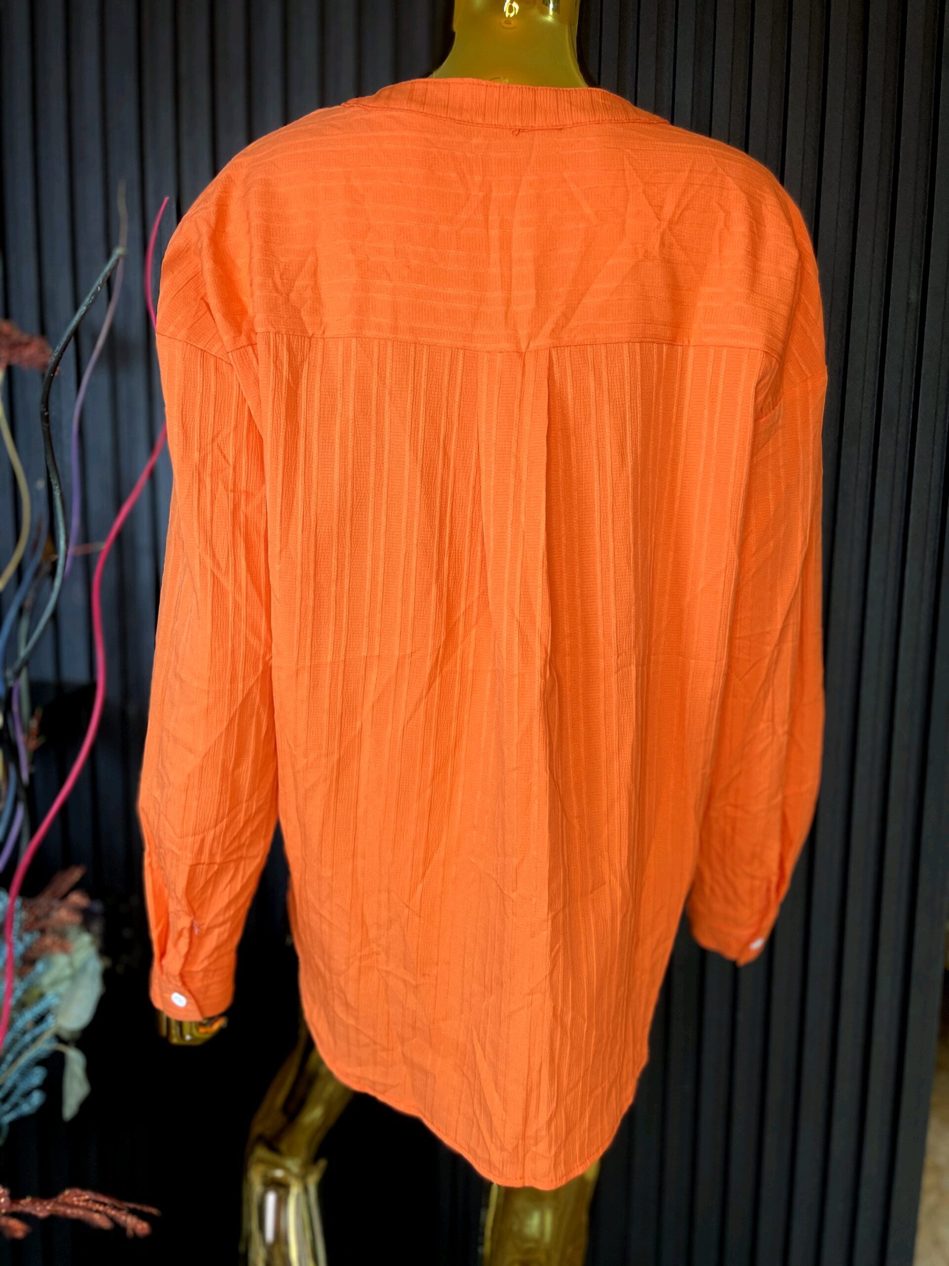 Women's Orange Long Sleeve Blouse 3 Women's Orange Long Sleeve Blouse - Image 3