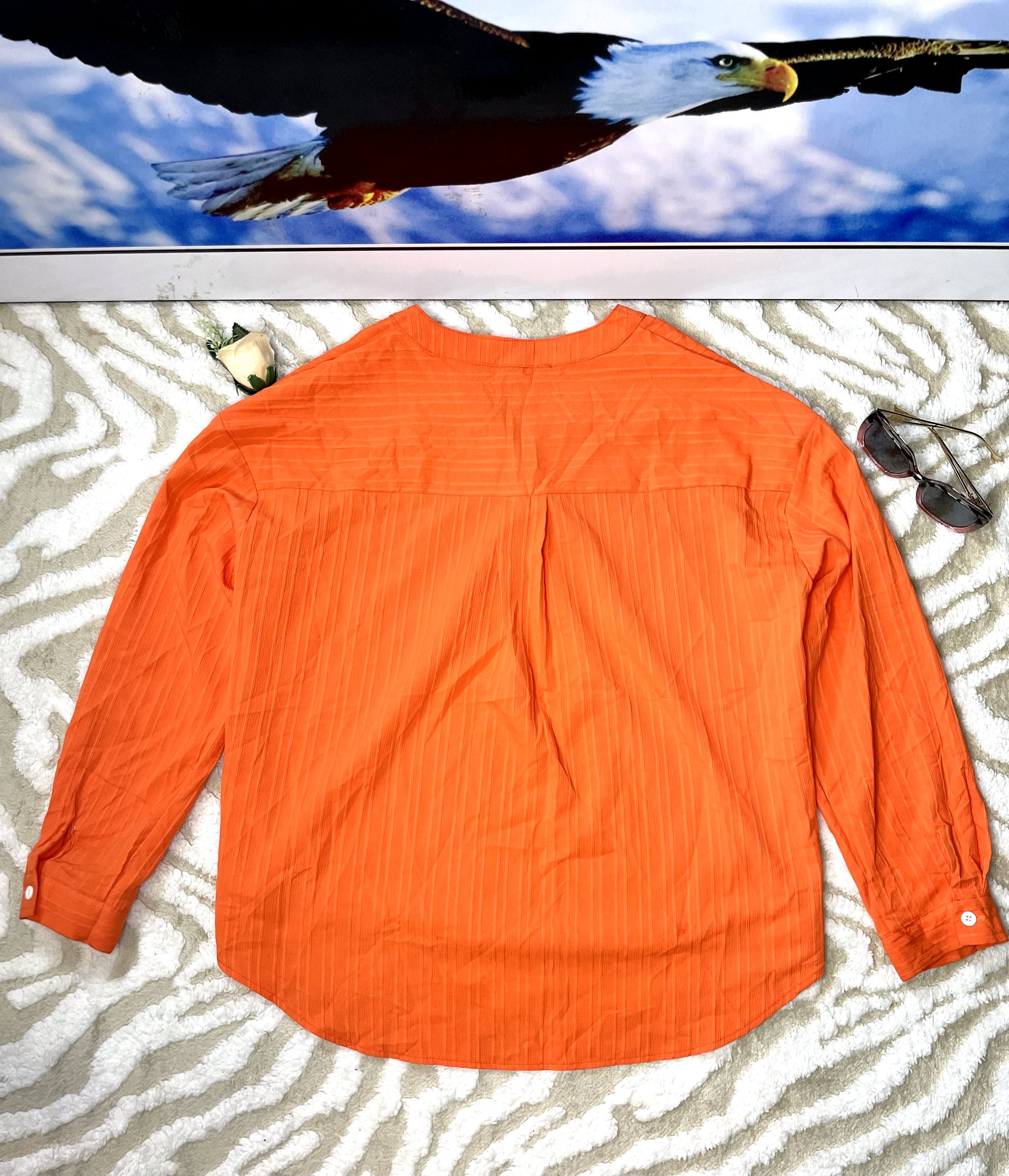 Women's Orange Long Sleeve Blouse 5 Women's Orange Long Sleeve Blouse - Image 5