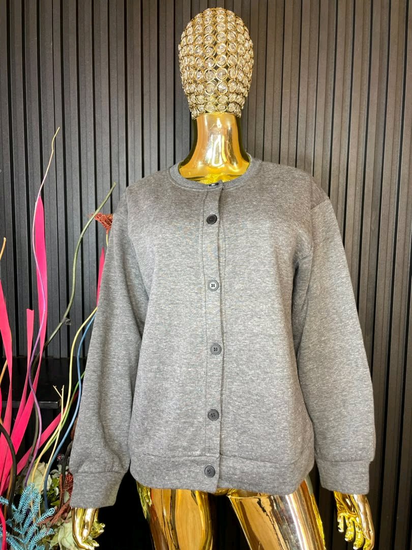 Grey Button Cardigan Jacket 1 Grey Button Cardigan Jacket