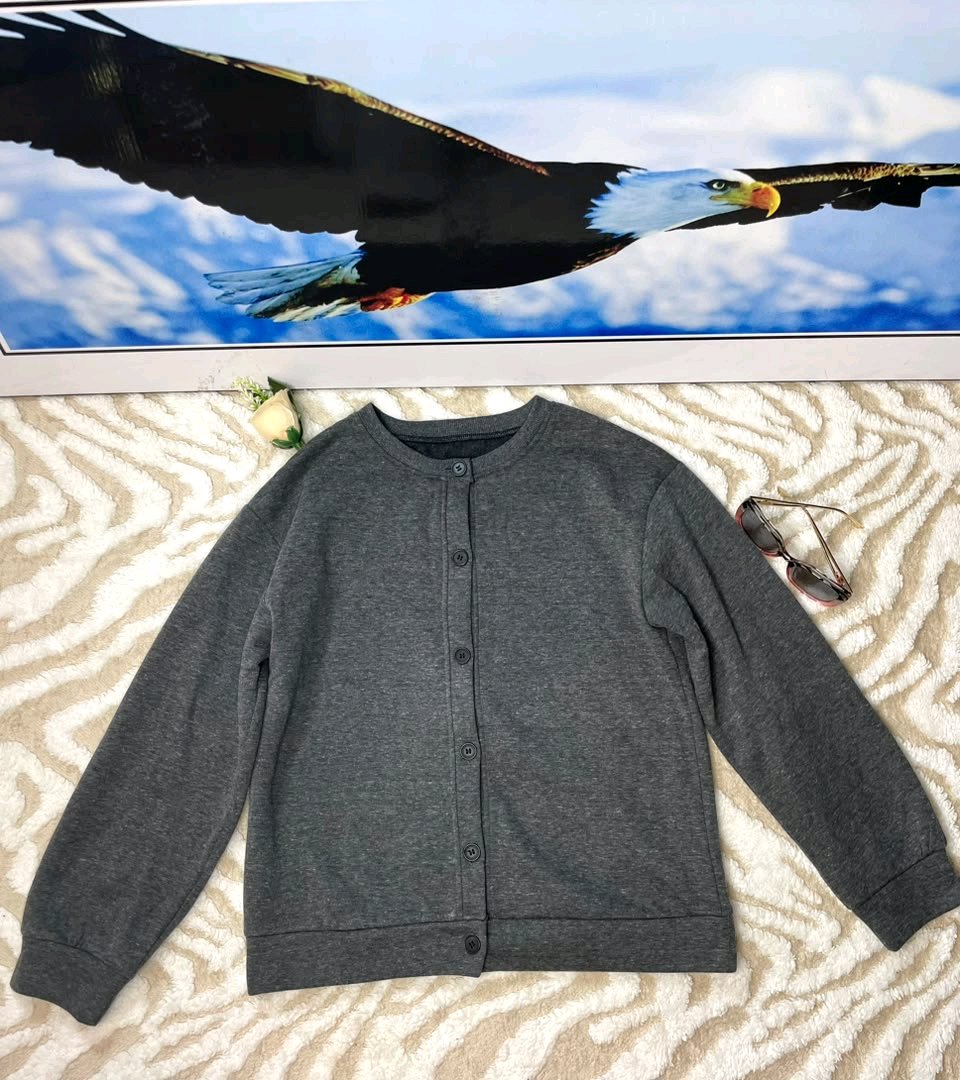 Grey Button Cardigan Jacket 4 Grey Button Cardigan Jacket - Image 4