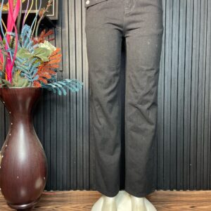 Black High Waist Straight Leg Trouser