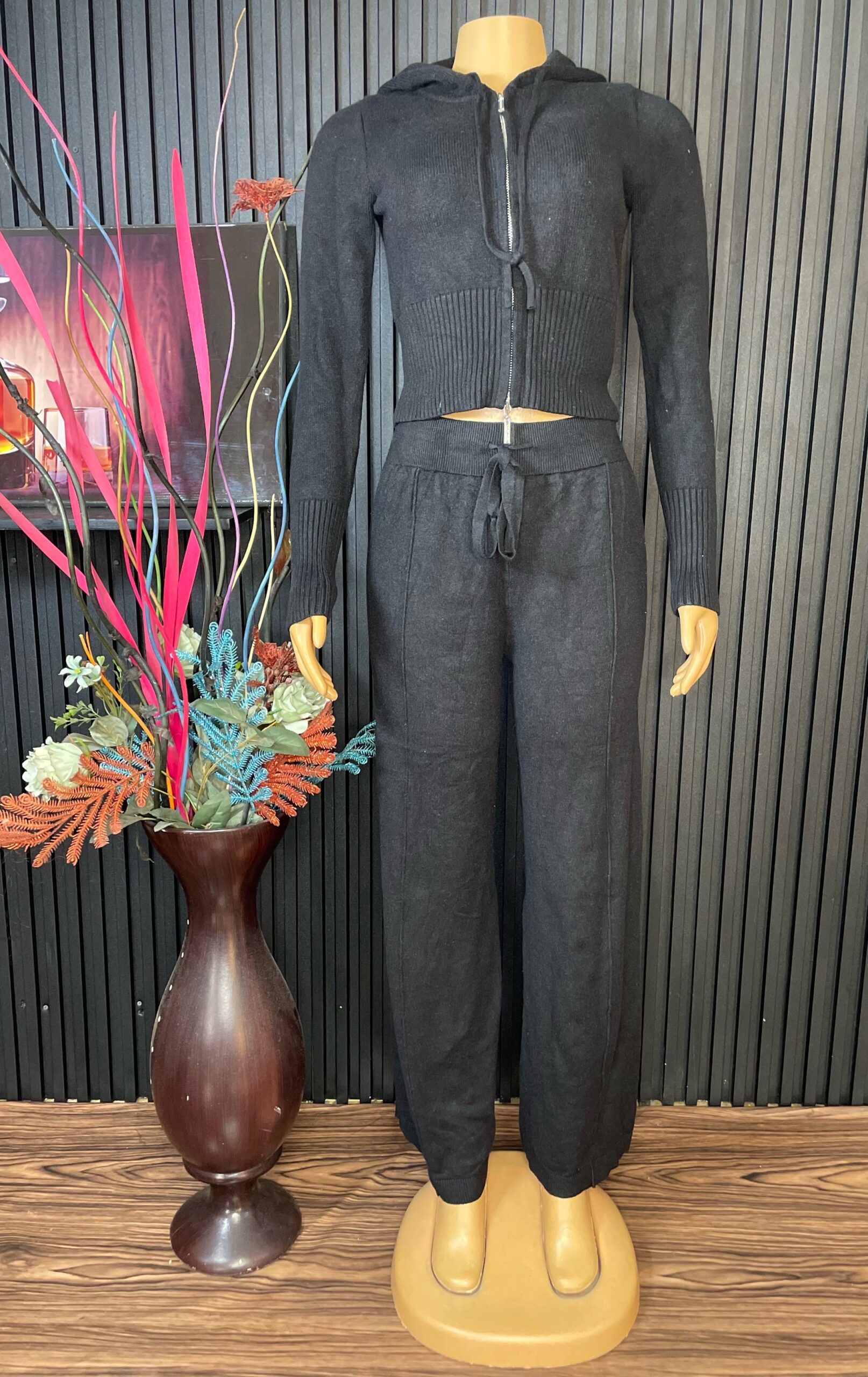 Black Women’s Knit Tracksuits 2 Black Women’s Knit Tracksuits - Image 2