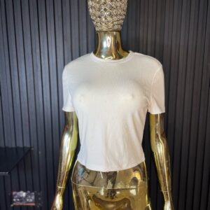 Women’s White Ribbed T-Shirt