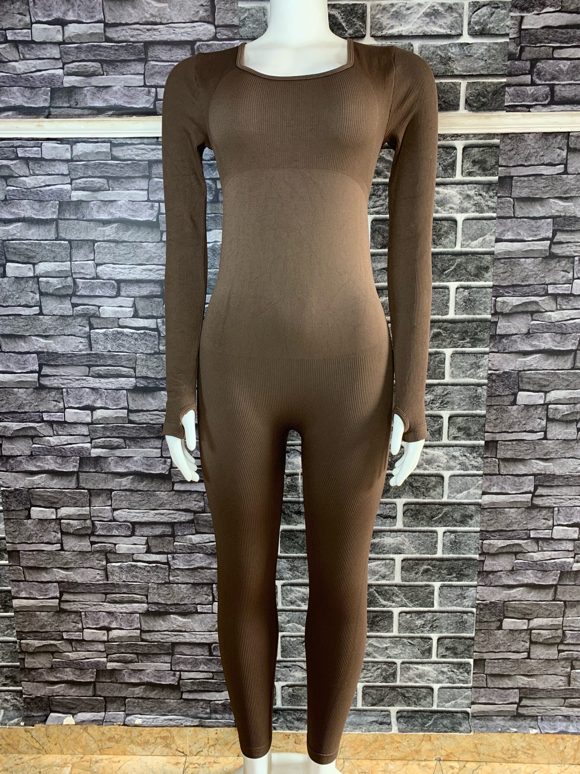 Black Ribbed Long Sleeve Jumpsuit 4 Black Ribbed Long Sleeve Jumpsuit - Image 4