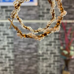 Home 12 Gold Twisted Pearl Hoop Earrings