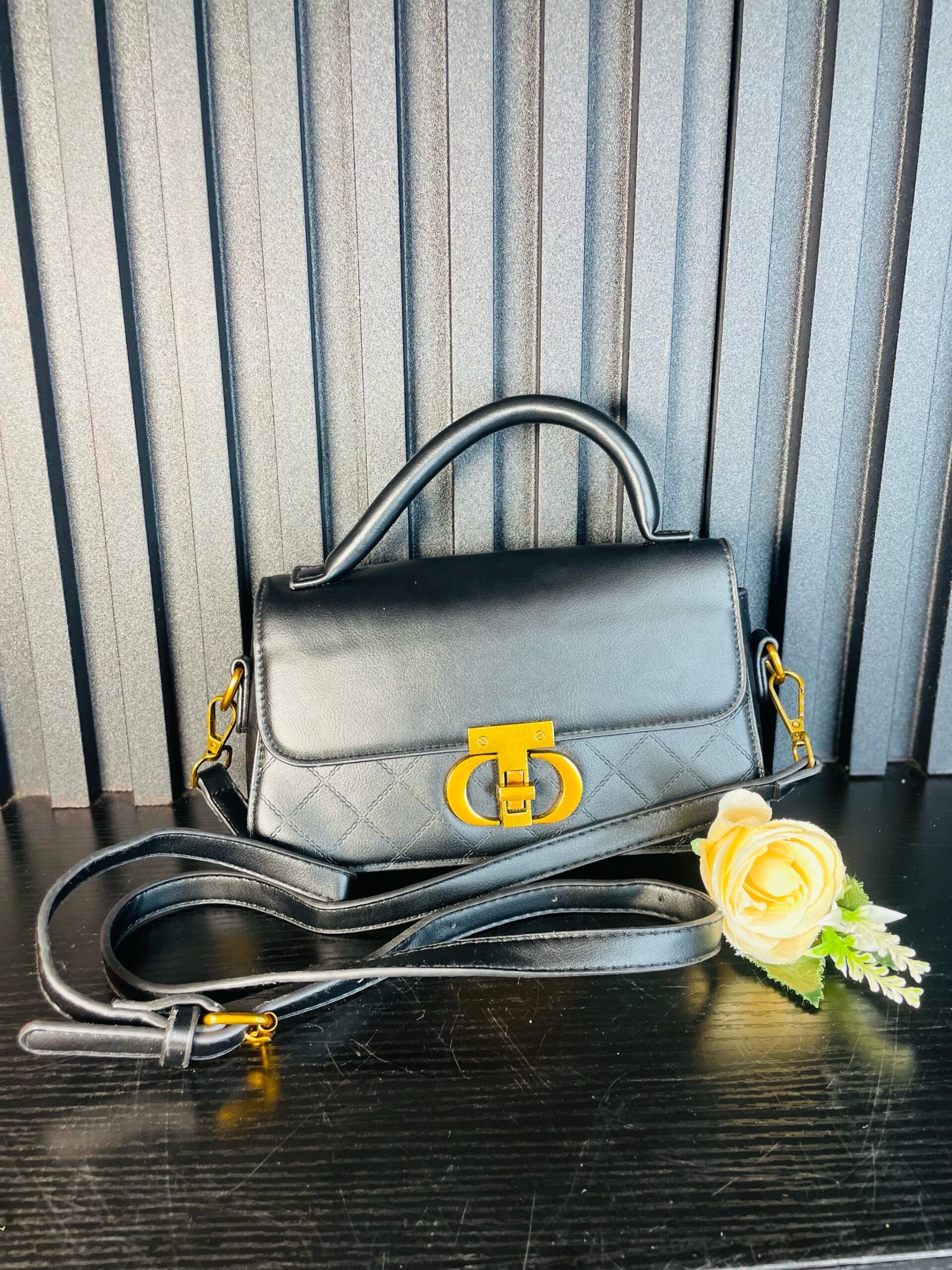 Black Faux Hand Bag 1 Black Faux Hand Bag