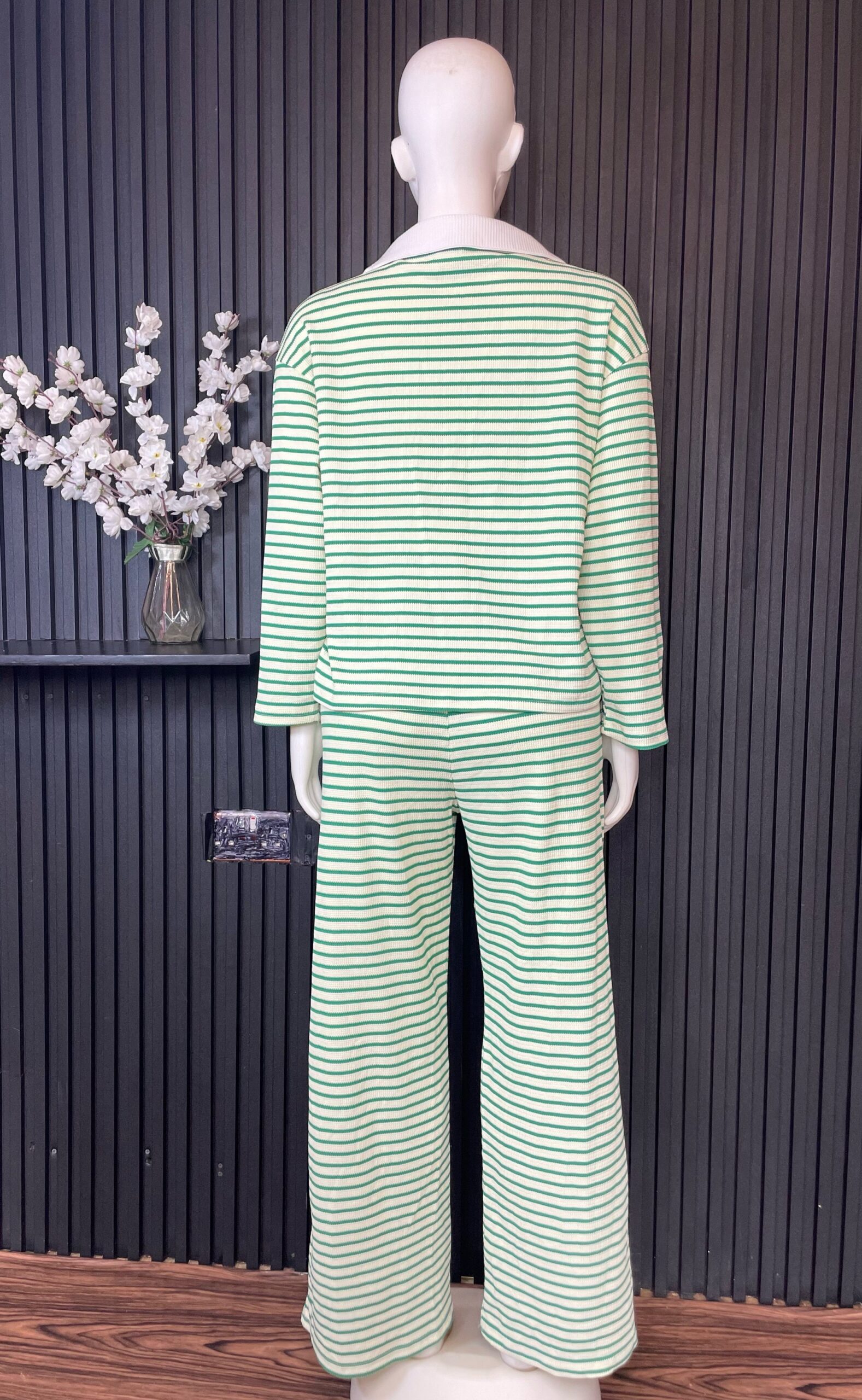 Green Striped Two -Piece Set 3 Green Striped Two -Piece Set - Image 3