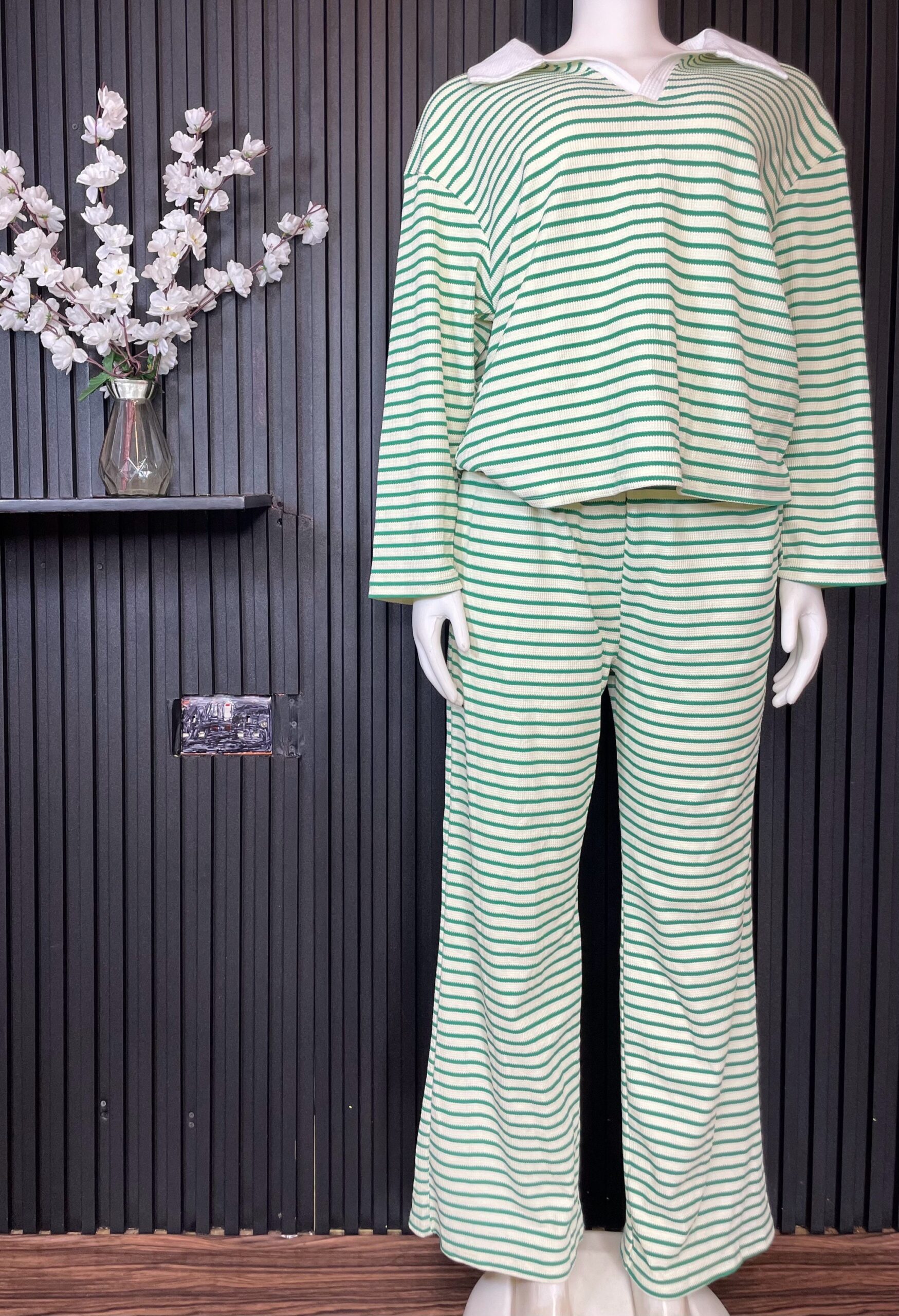 Green Striped Two -Piece Set 4 Green Striped Two -Piece Set - Image 4