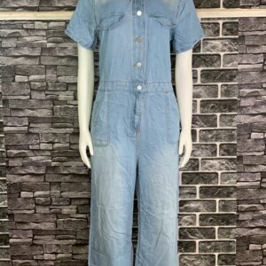 Short Sleeve Denim Jumpsuit