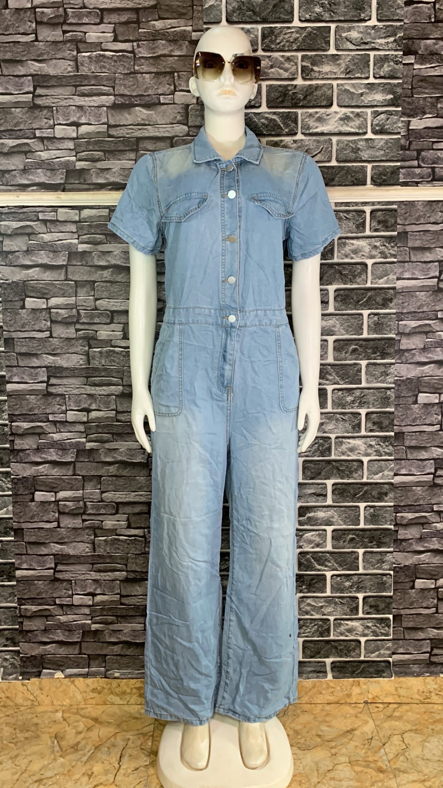 Short Sleeve Denim Jumpsuit 1 Short Sleeve Denim Jumpsuit