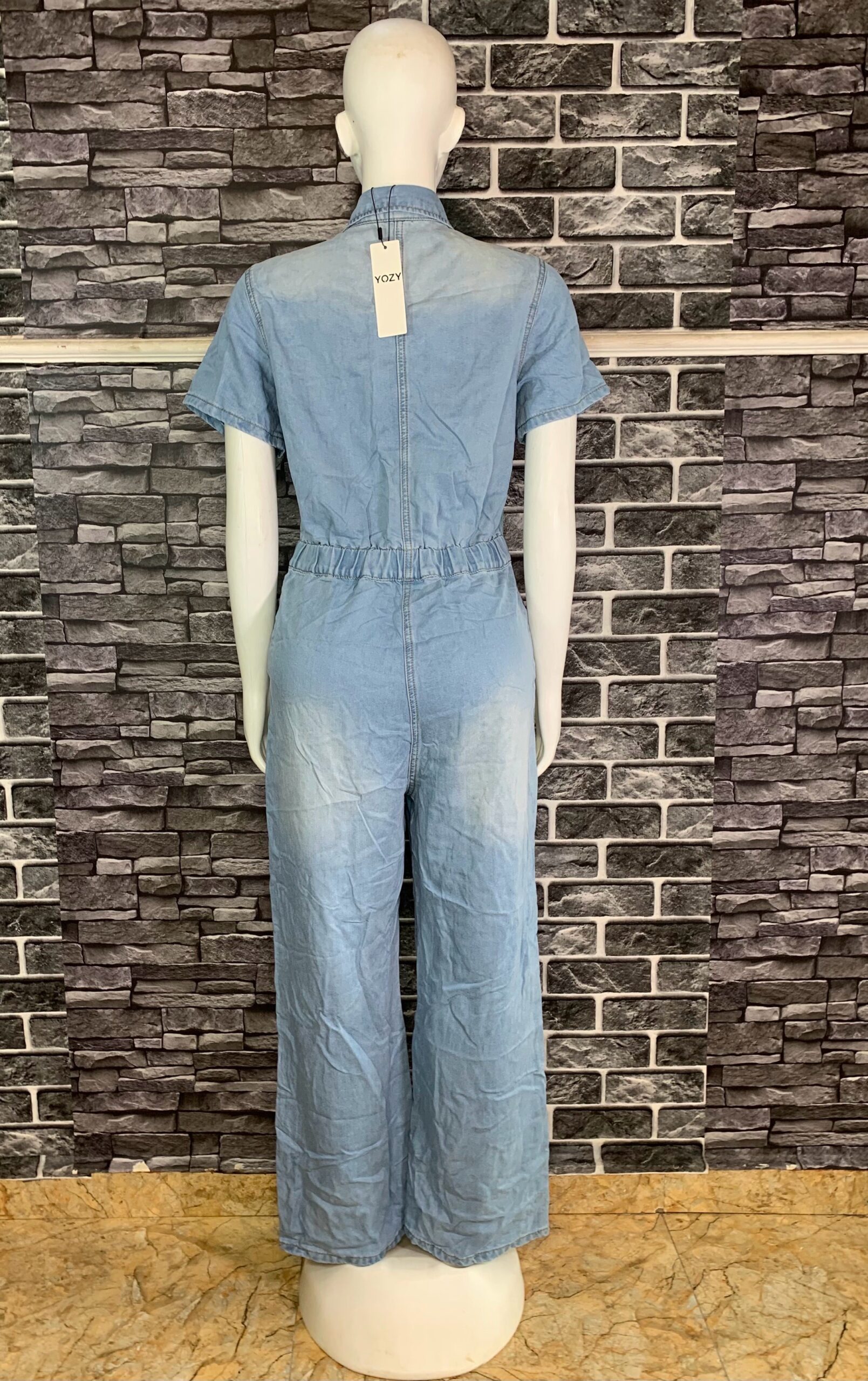 Short Sleeve Denim Jumpsuit 3 Short Sleeve Denim Jumpsuit - Image 3