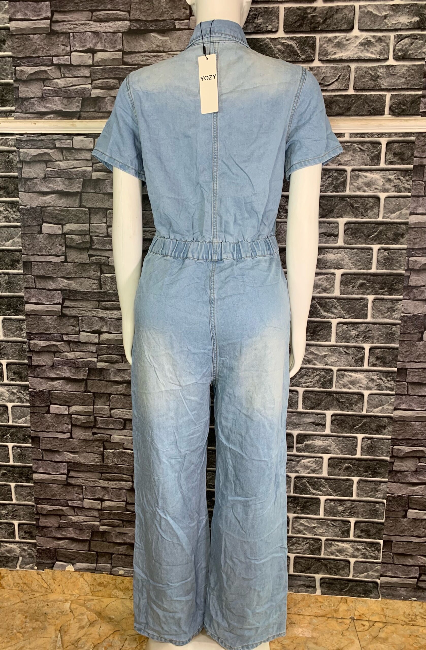 Short Sleeve Denim Jumpsuit 5 Short Sleeve Denim Jumpsuit - Image 5